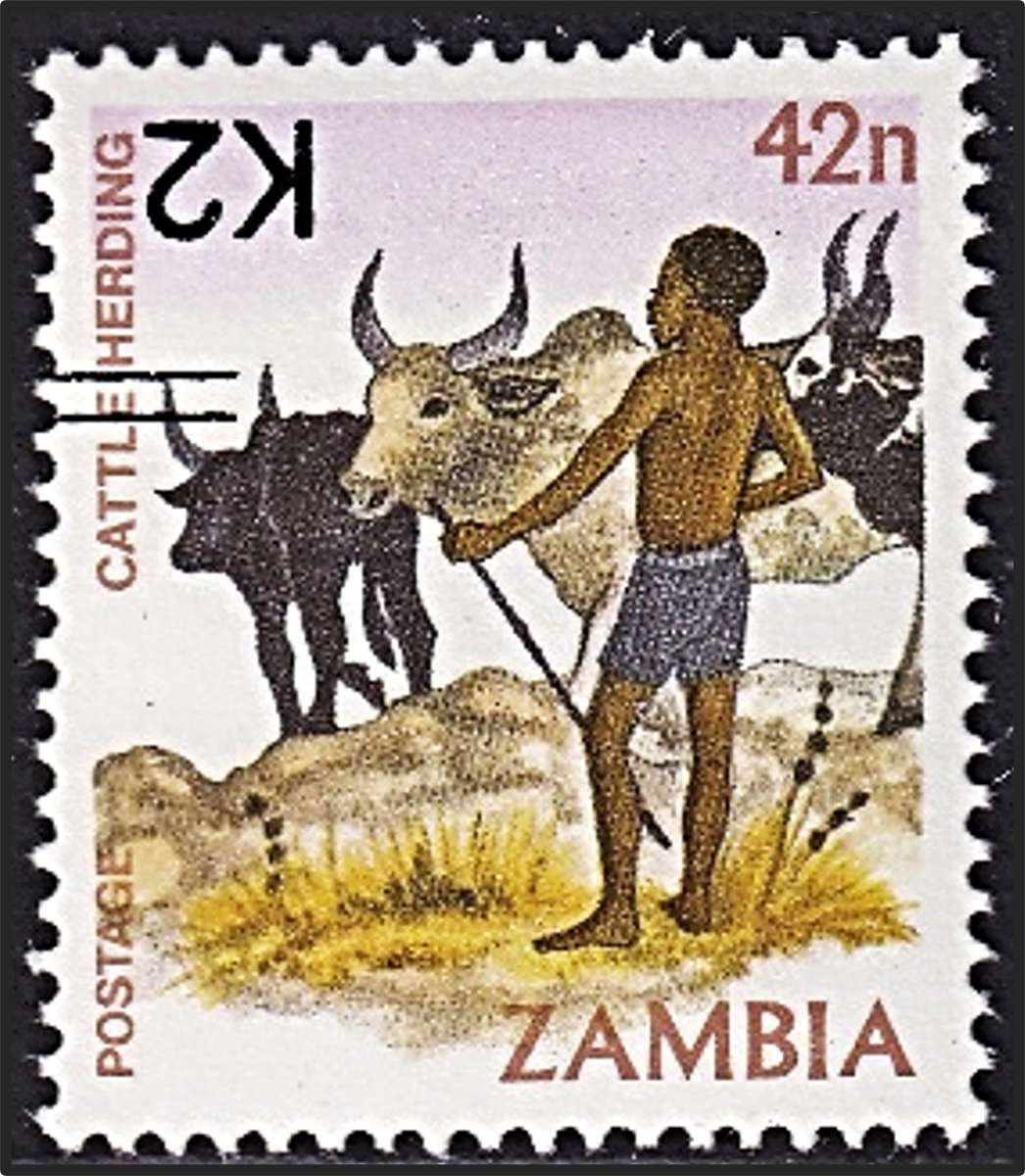 1991 Zambia K2 on 42n Surcharged UMM(**) Unrecorded Issue, Inverted Surcharge