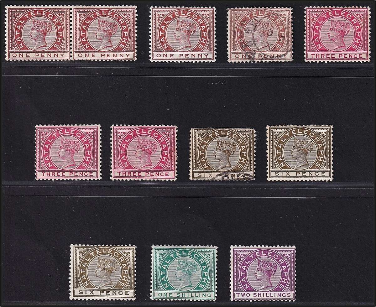 1881 Natal Telegraph Stamps, Mint(*) & Used, including the  1/-  and  2/6  @ High CV Lot!