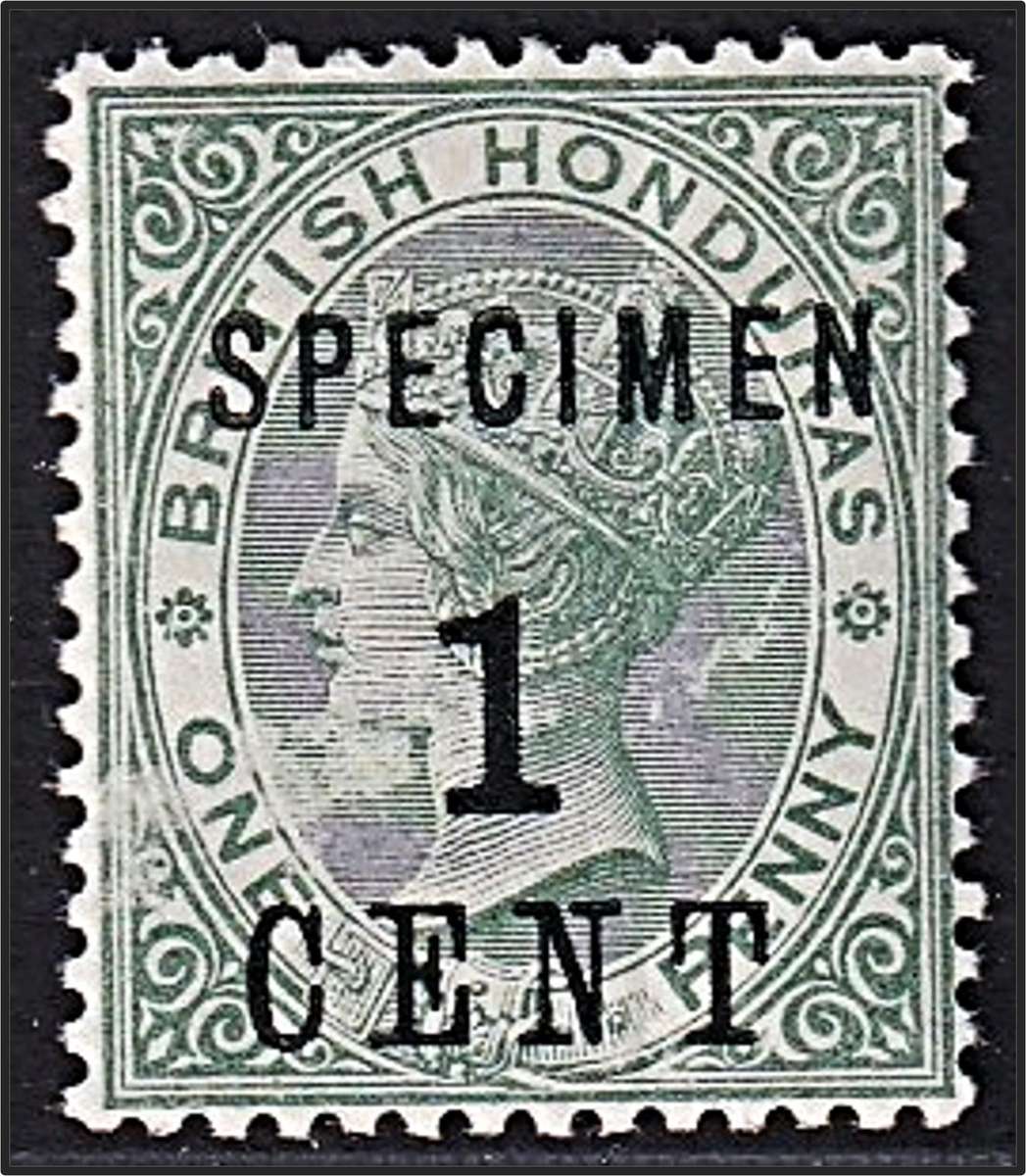 1888 British Honduras 1c on 1d Queen Victoria SG. 46 MM(*) - Overprinted SPECIMEN
