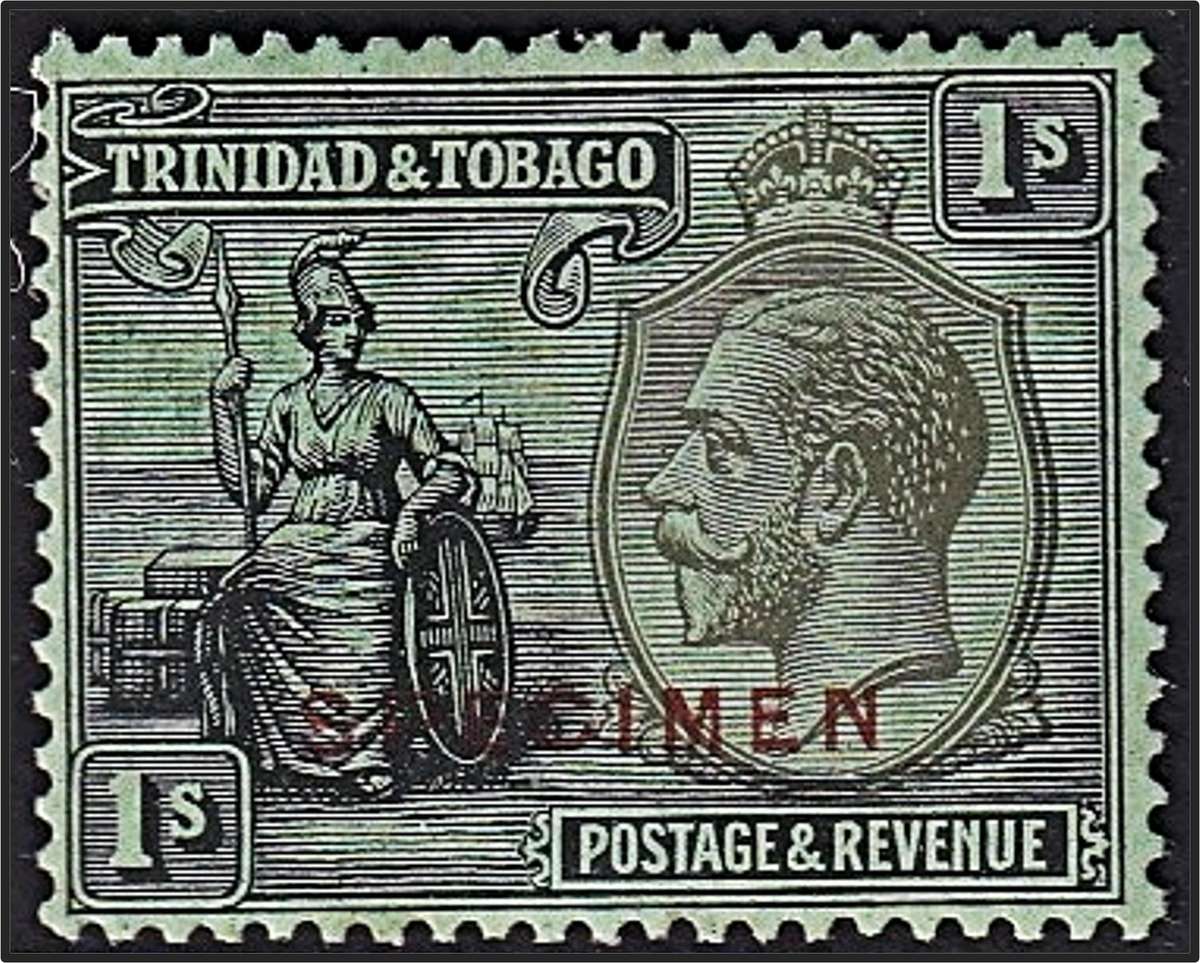 1922 Trinidad & Tobago 1/- KGV SG.227 MM(*) - Overprinted SPECIMEN