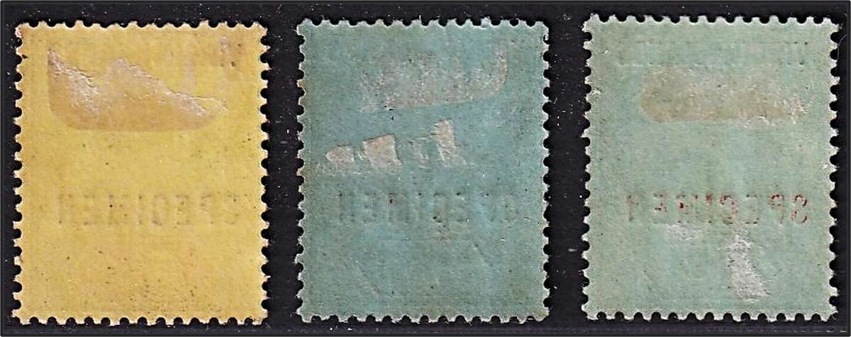 1913 Virgin Islands KGV 1/- to 5/- SG.75-77 MM(*) - Overprinted SPECIMEN