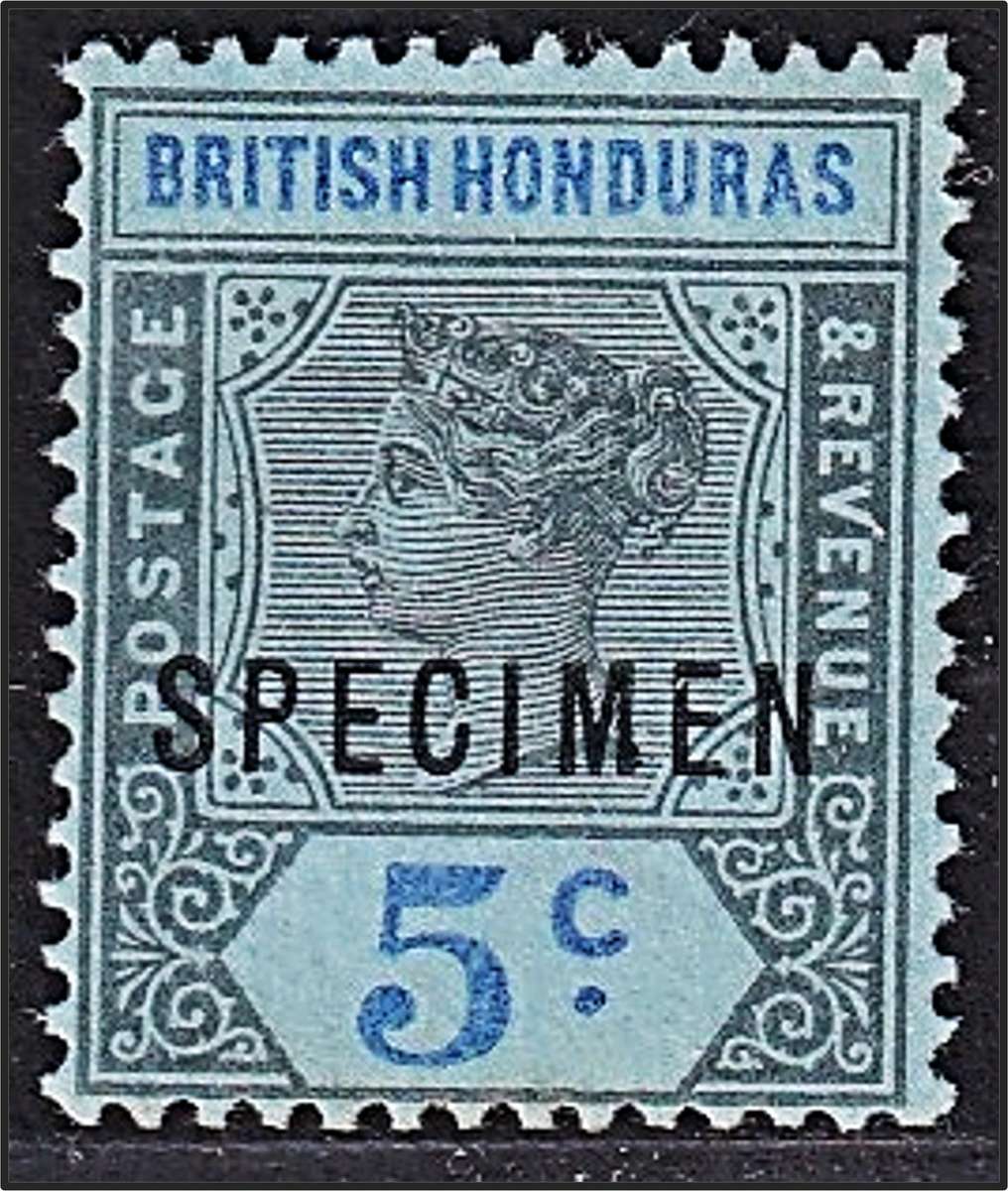 1900 British Hoduras 5c Queen Victoria SG.55 MM(*) - Overprinted SPECIMEN