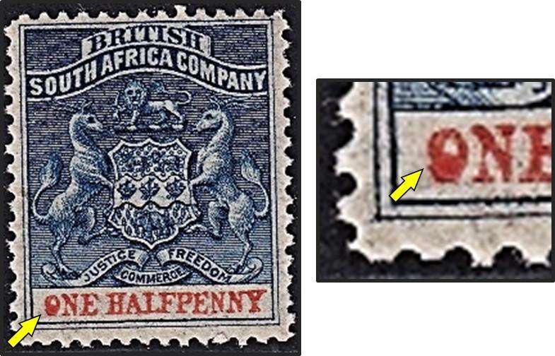 1892 BSAC ½d CC.1 MM(*) Variety - Half Full "O" in ONE