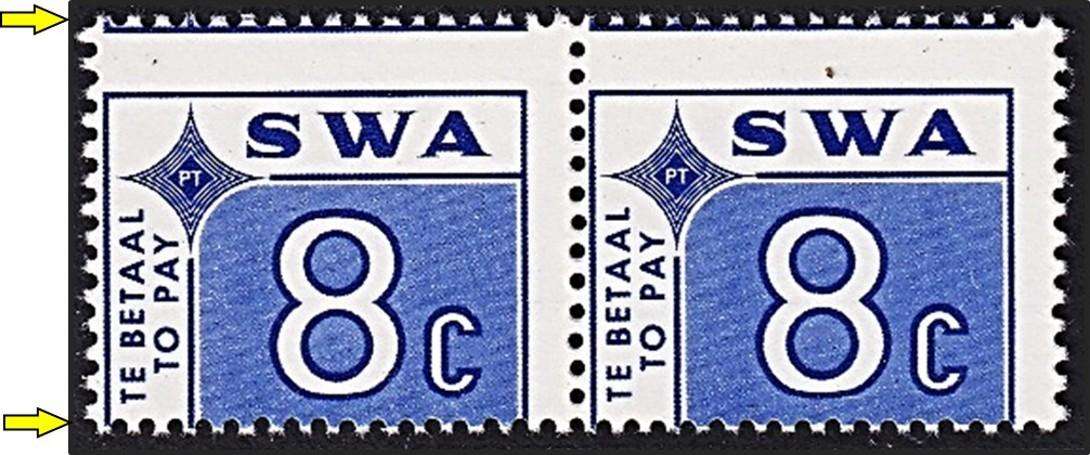 1972 SWA 8c Postage Due UMM(**) - Perforation Shift Through the Stamp Design - RARE