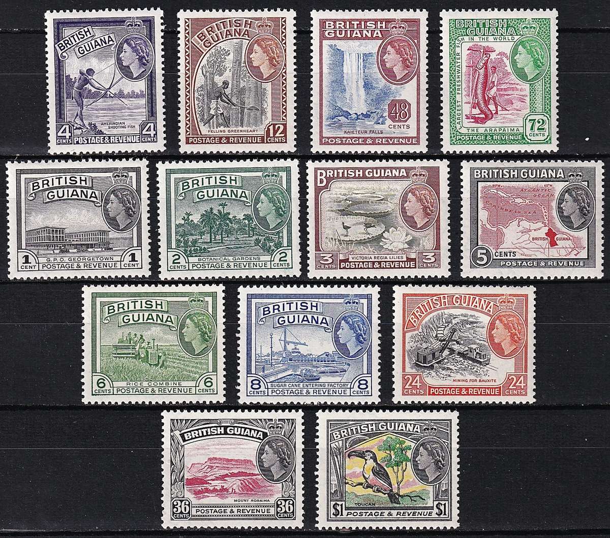 1947 British Guyana QEII Fresh UMM(**) S/Set to $1