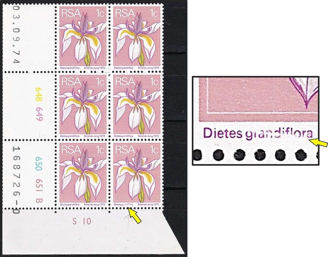 1974 RSA 1c UMM(**) Control Block with Flaw - Broken Lettering/White Slash in Lettering