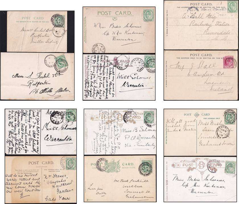 1904-1911 CoGH KEVII Issues on PCs x 12 - Great Postmark Lot!