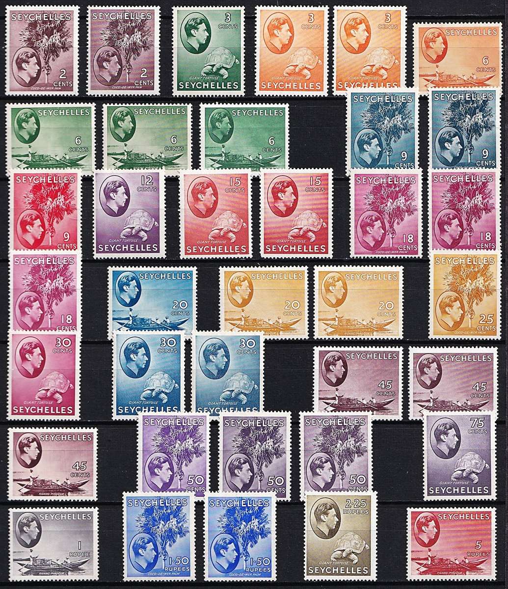1938 Seychelles KGVI MM(*) Set & Most Listed Shade & Paper Varieties  @ CV  R17,250+
