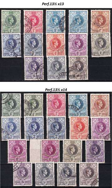 1938 Swaziland KGVI VFU Set with All Listed Perf/Shade-Varieties  @ CV  R6,665