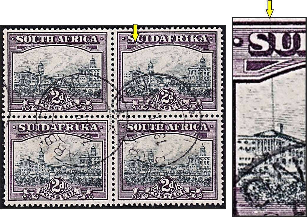 1930 Union 2d VFU Block with Prominent Vertical Line - Scarce as Used!