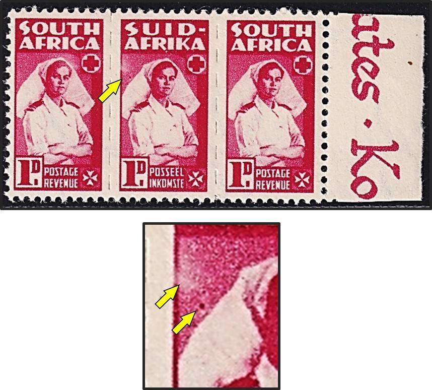 1943 Union 1d Nurse UMM(**) Variety -  Spot & Light Shading Left of Face
