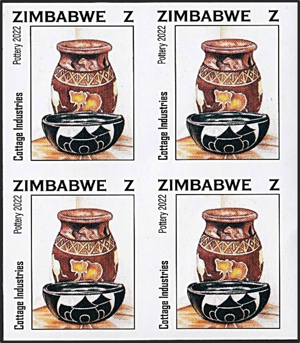 2022 Zimbabwe Z-Value Cotage Industries UMM(**) IMPERF Block of 4