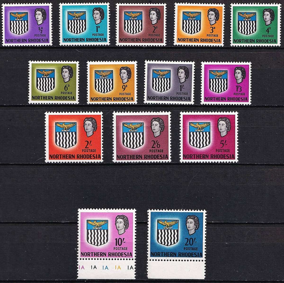 1963 Northern Rhodesia QEII Full MM(**) Set  @ CV  R1,491