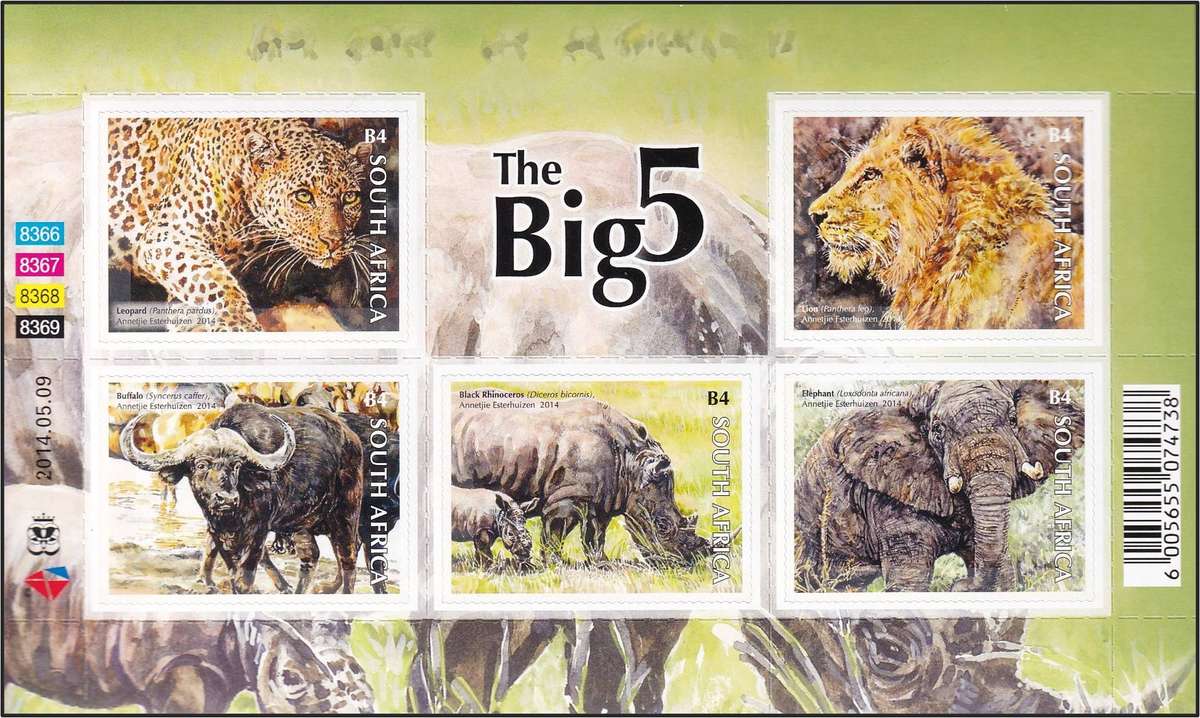2014 RSA Big Five UMM(**)  Self-Adhesive Minisheet @ R400