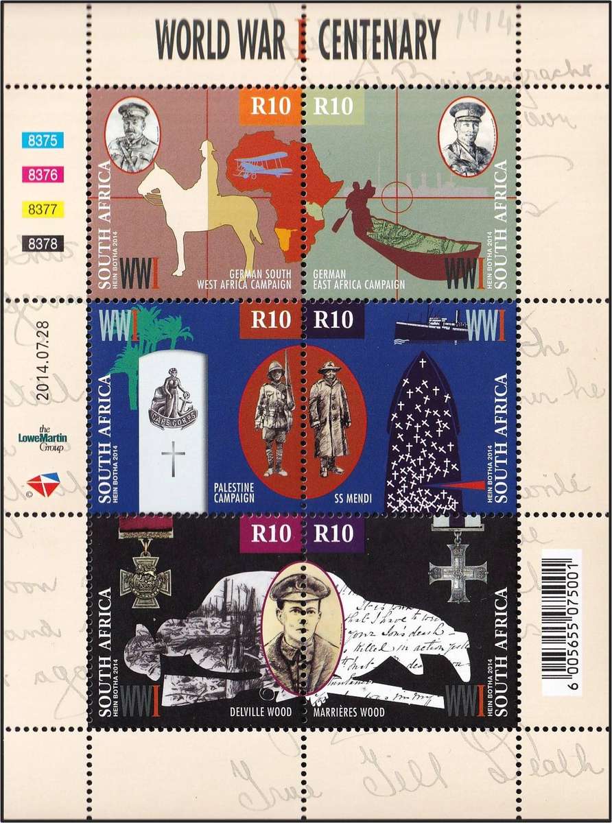 2014 RSA Centenary of World War I UMM(**) Minisheet @ R450