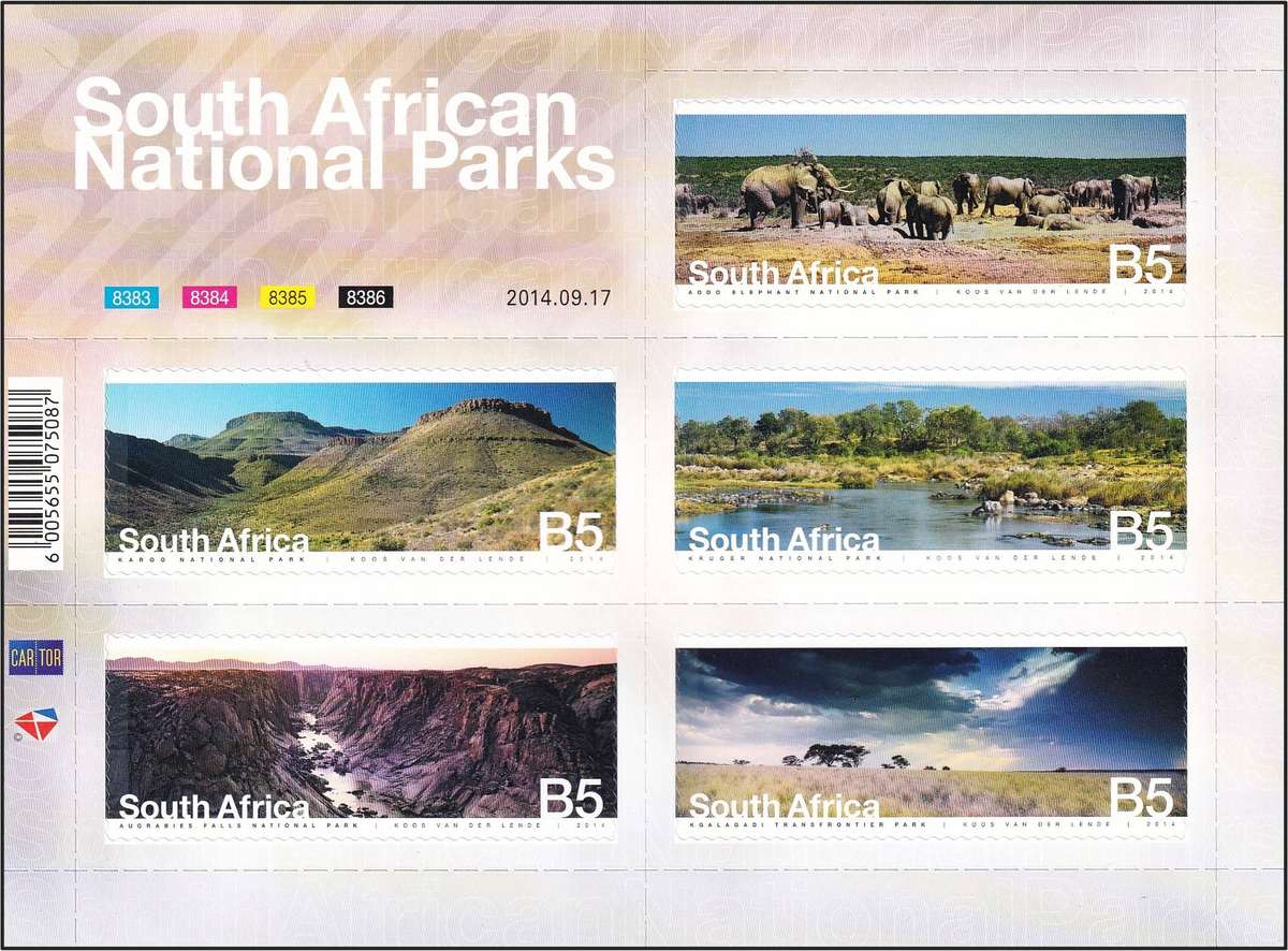 2014 RSA National Parks UMM(**) Self-Adhesive Minisheet  @ R350