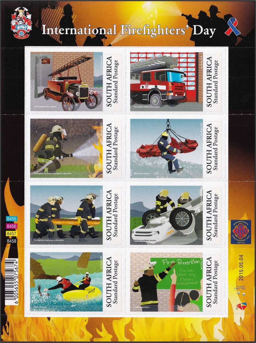 2015 RSA International Firefighters' Day UMM(**) Self-Adhesive Minisheet  @ R250
