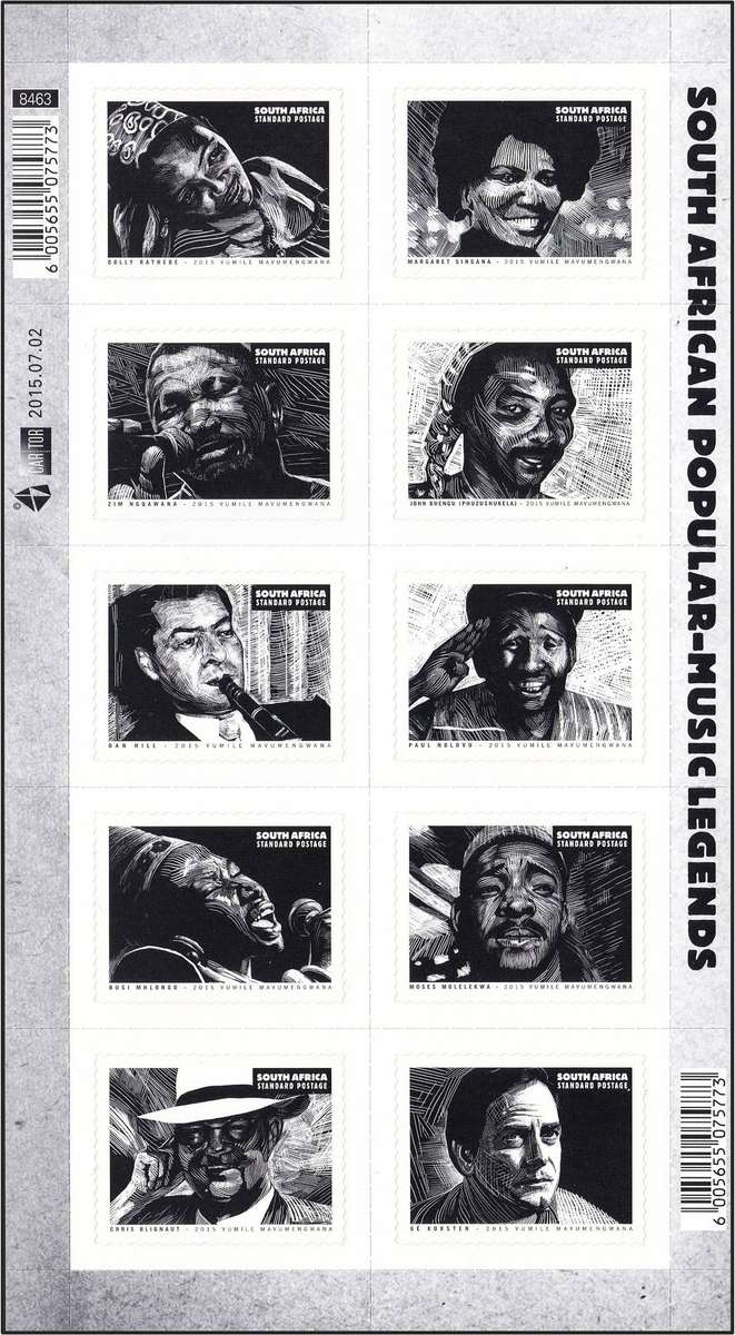 2015 RSA Musical Legends UMM(**) Self-Adhesive Minisheet  @ R350