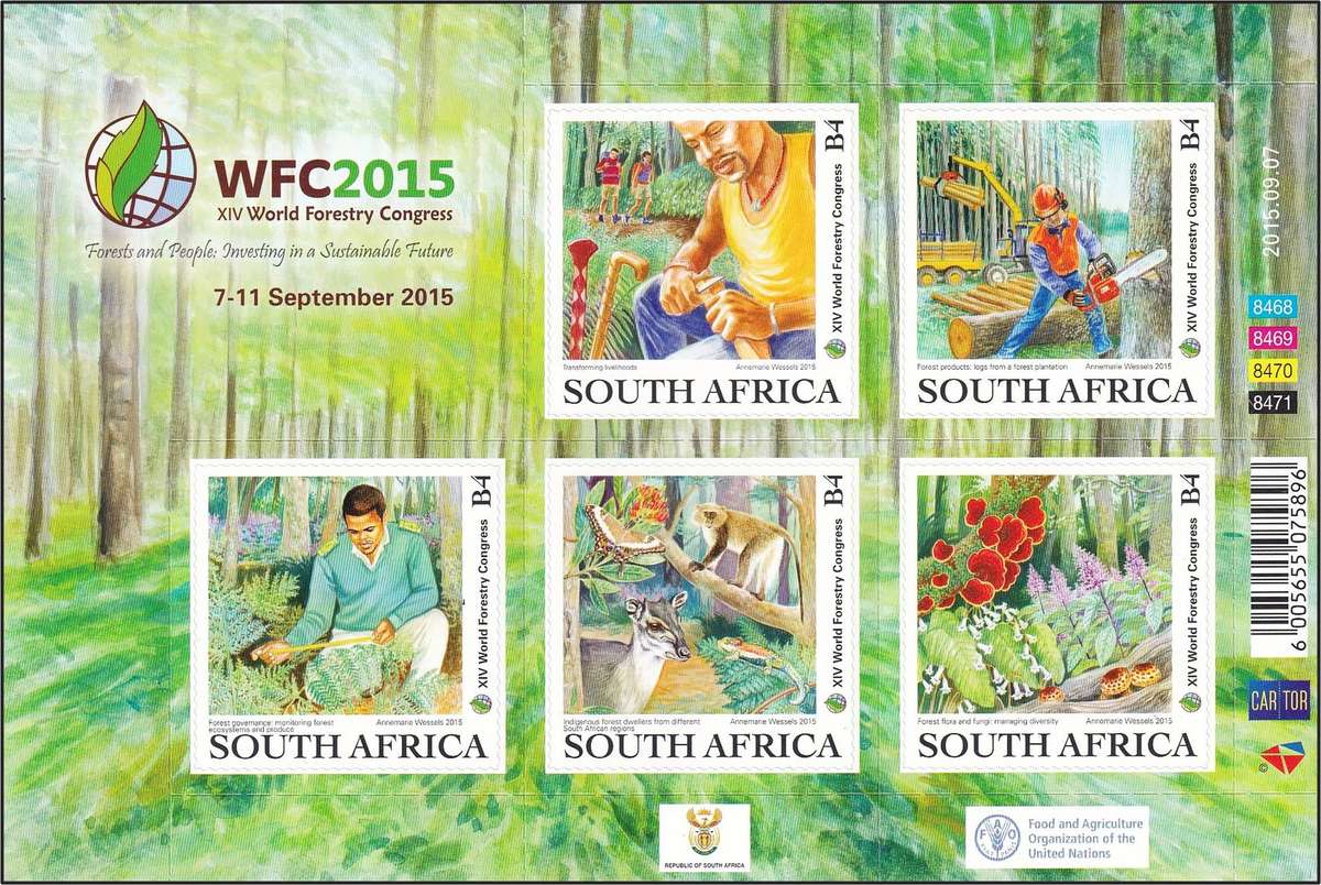 2015 RSA World Forestry Congress UMM(**) Self-Adhesive Minisheet  @ R400