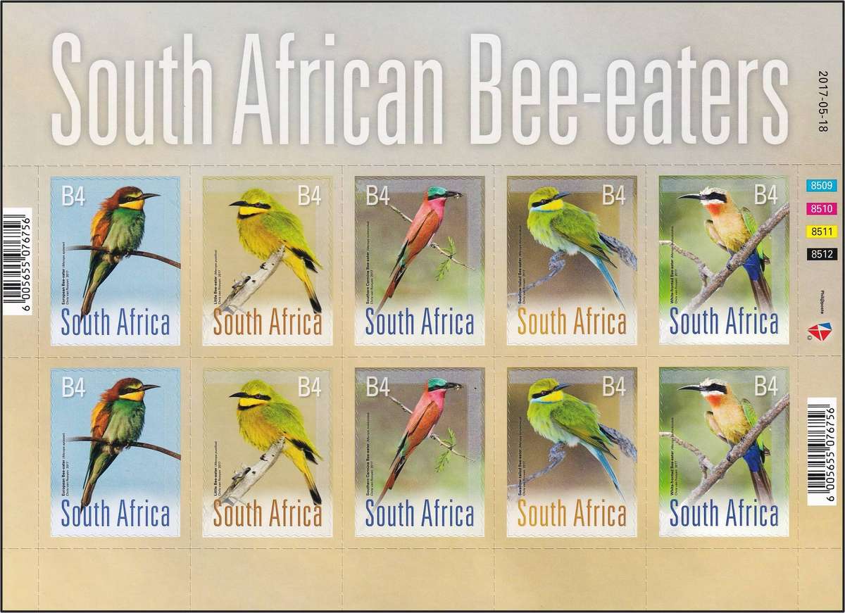 2017 RSA Bee-Eaters UMM(**) Self-Adhesive Minisheet  @ R700
