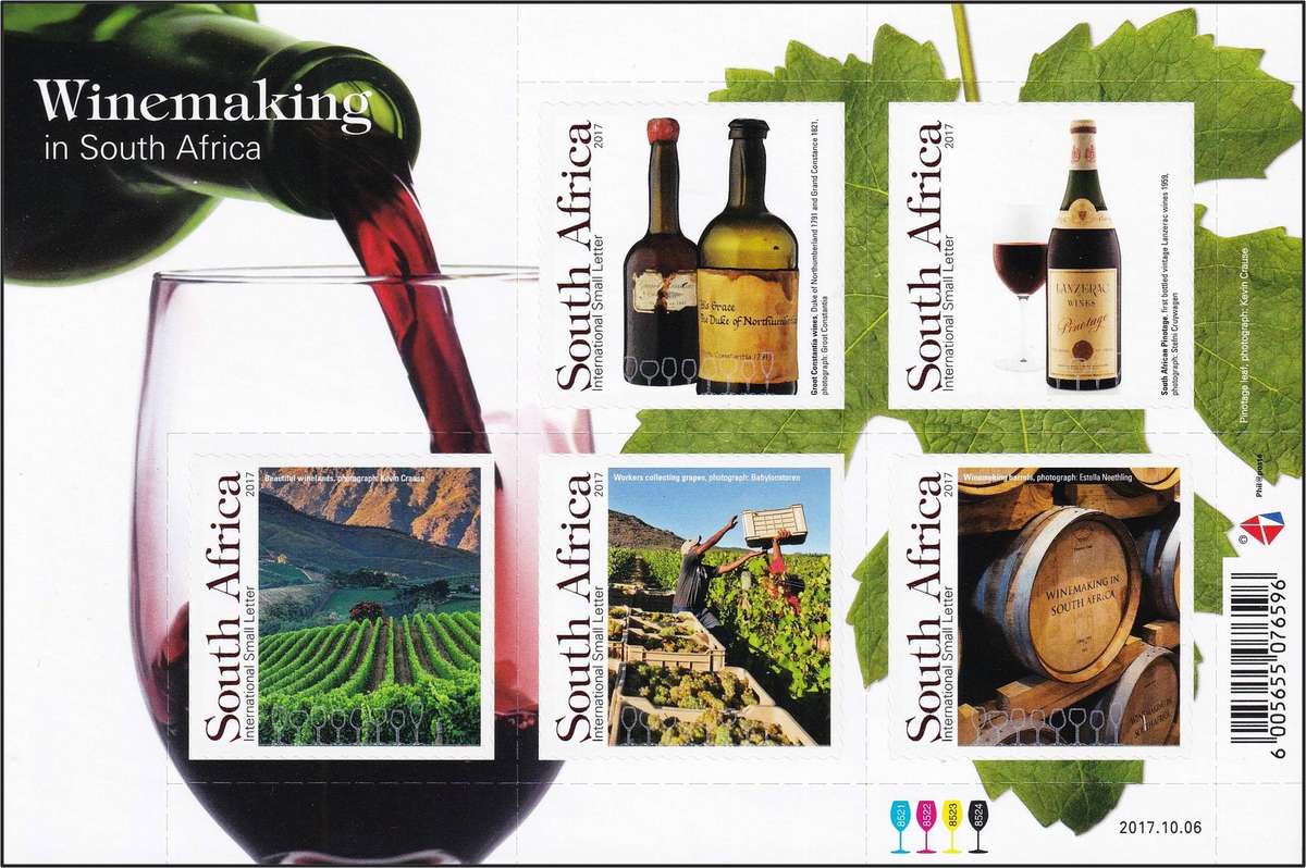 2017 RSA Winemaking in South Africa UMM(**) Self-Adhesive Minisheet @ R400