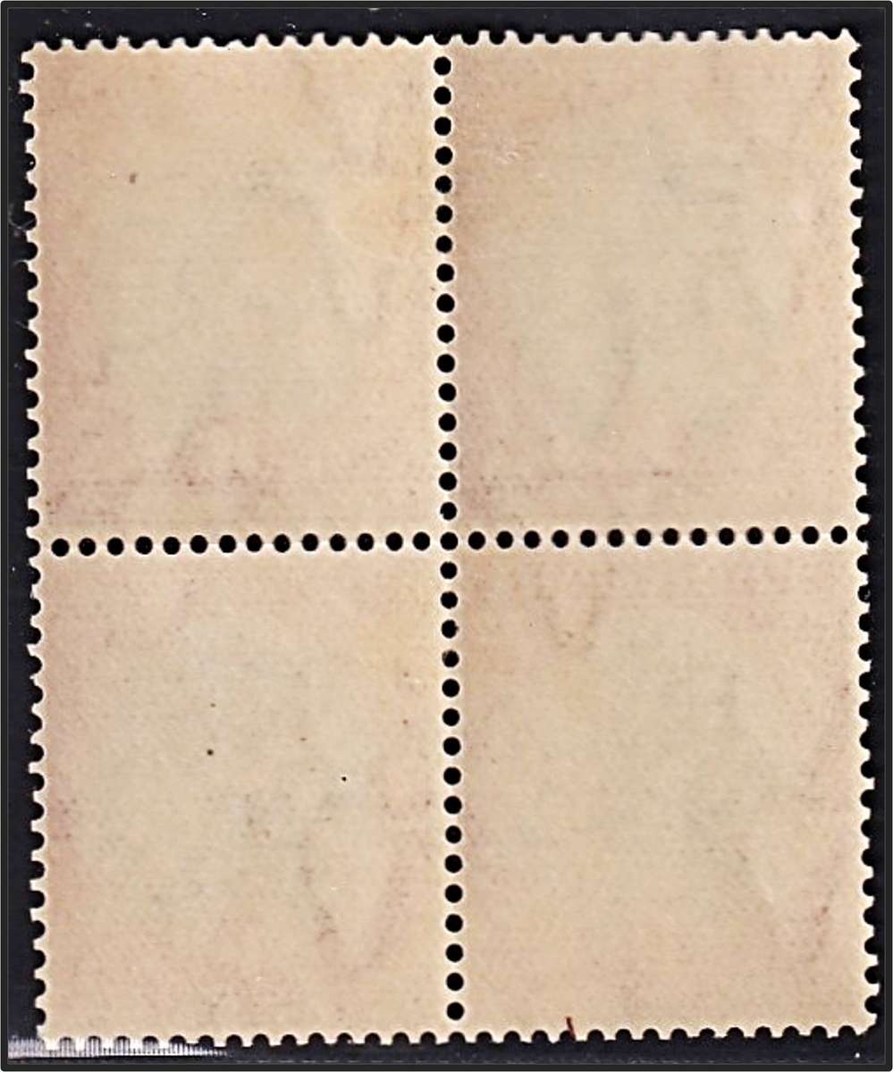 1934 Union 1d MM(*) Block with Prominent Grey Vertical Line through Both Stamps