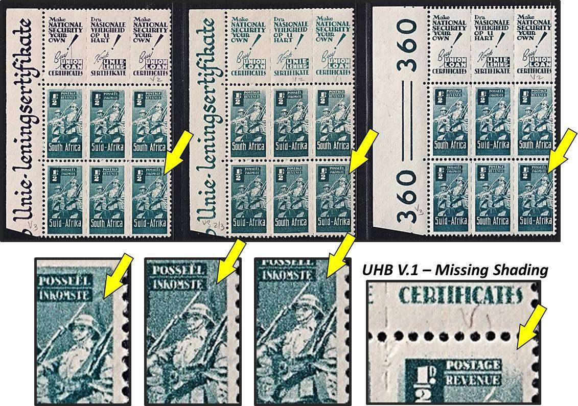 1942 Union ½d UMM(**) - 3 Different Issues, All with UHB Var.3 - Piked Helment!