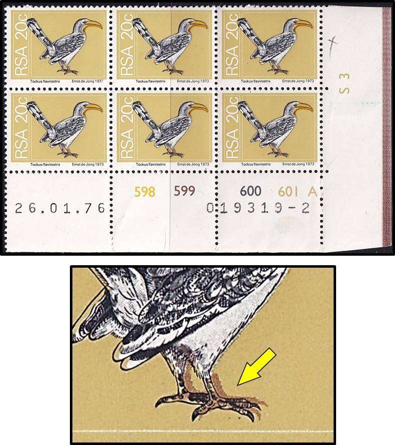 1974 RSA 20c UMM(**) Control with "Double Claw Flaw" - Colour Shift