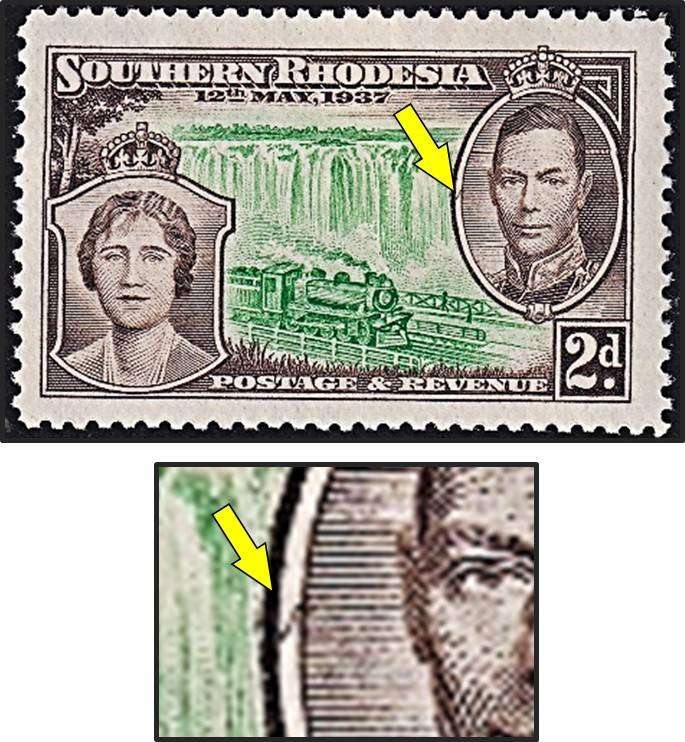 1937 Southern Rhodesia 2d MM(*) Flaw - Broken Oval