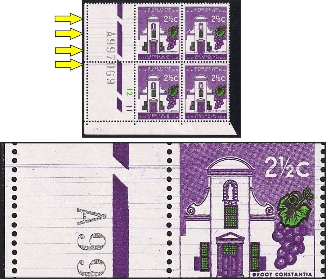 1963 RSA 2½c UMM(**) CC.229 Variety -  Numerous Horizontal DR Blade Flaws