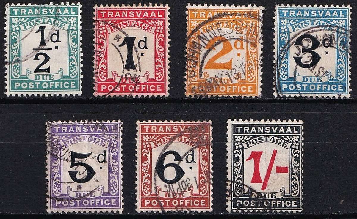 1907 Transvaal Postage Due VFU set of 7  @ CV  R1,595