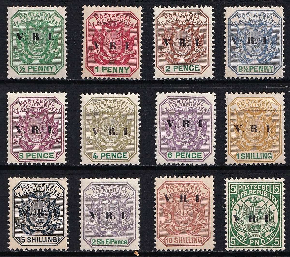 1900 ZAR V.R.I. Overprinted MM(*) Set + £5(Reprint?)   @ CV  R1,438 + £5 Value