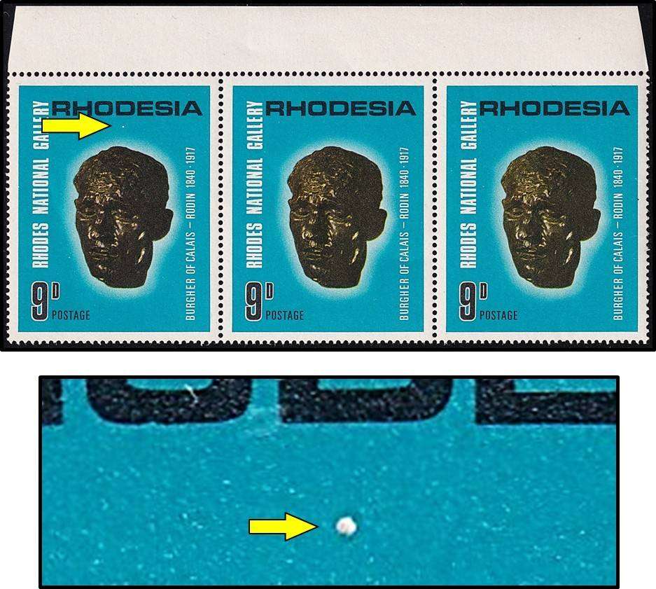 1967 Rhodesia 9d UMM(**) Variety - White Spot above Head