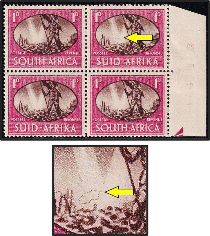 1945 Union 1d MM/UMM Victory Issue, Listed Variety - "Barbed Wire Flaw"