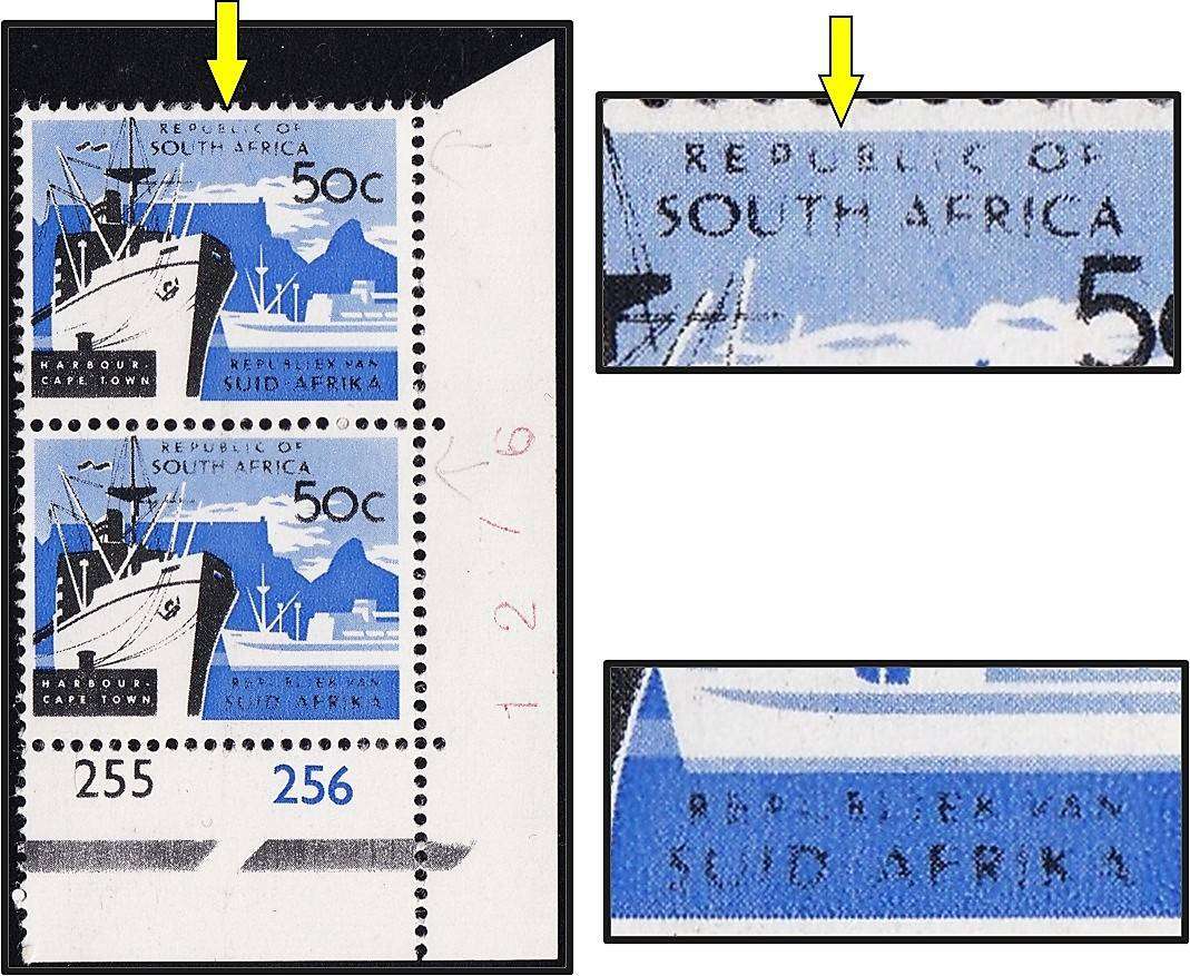 1968 RSA 50c UMM(**) Corner Variety - Missing Lettering/Faint Lettering