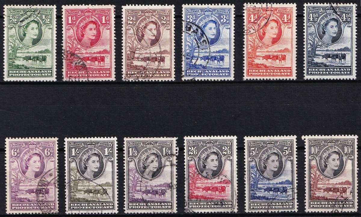 1955 Bechuanaland QEII VFU Set of 12 @ CV  R1,707