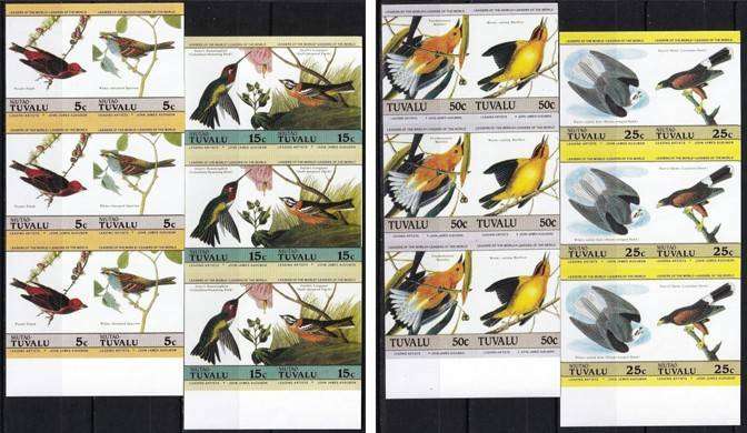 1985 Tuvalu Audubon Birds IMPERF Bloccks of 6 UMM(**) - Scarce Thematic!