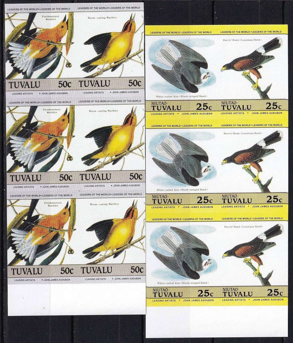 1985 Tuvalu Audubon Birds IMPERF Bloccks of 6 UMM(**) - Scarce Thematic!