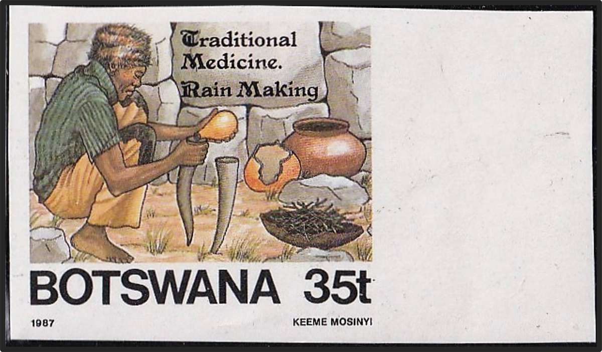 1987 Botswana 35t Traditional Medicine UMM(**) IMPERF Marginal Single