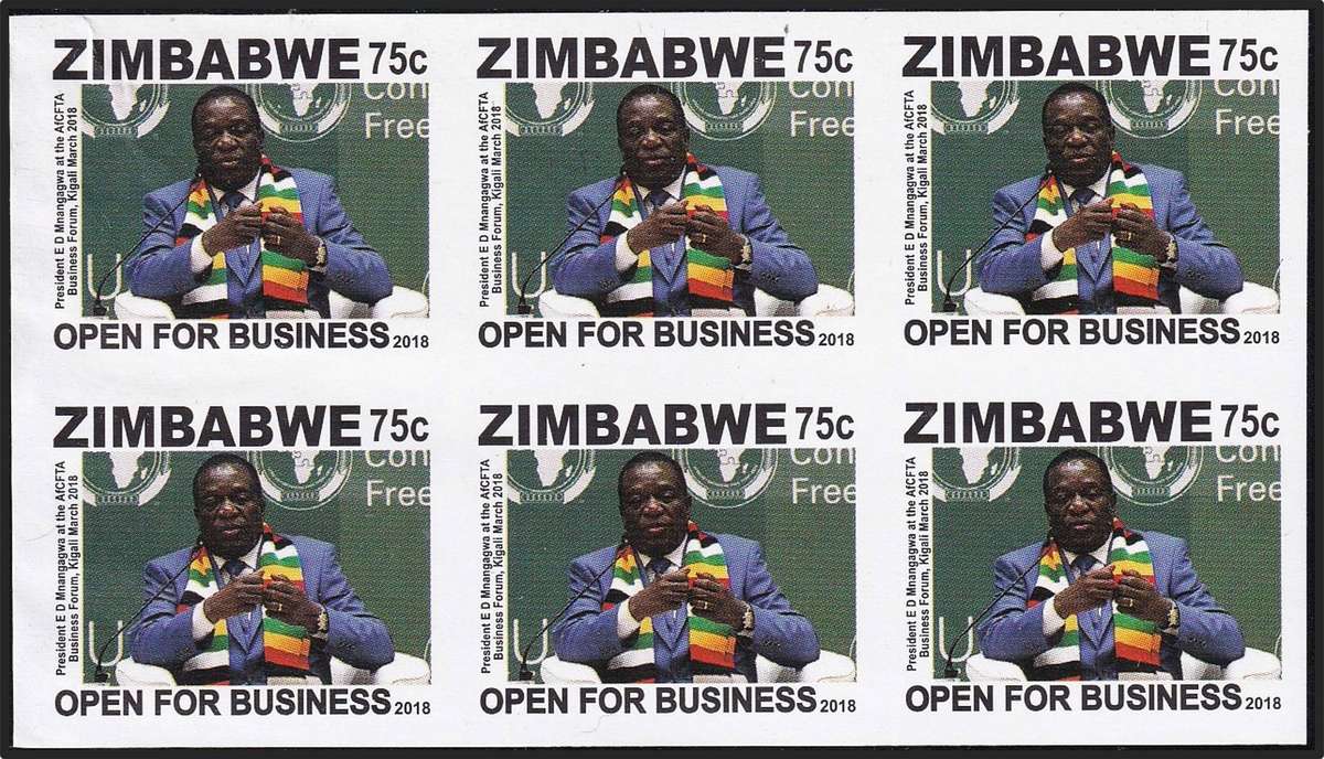 2018 Zimbabwe 75c (Open for Business) UMM(**) IMPERF Block of 6