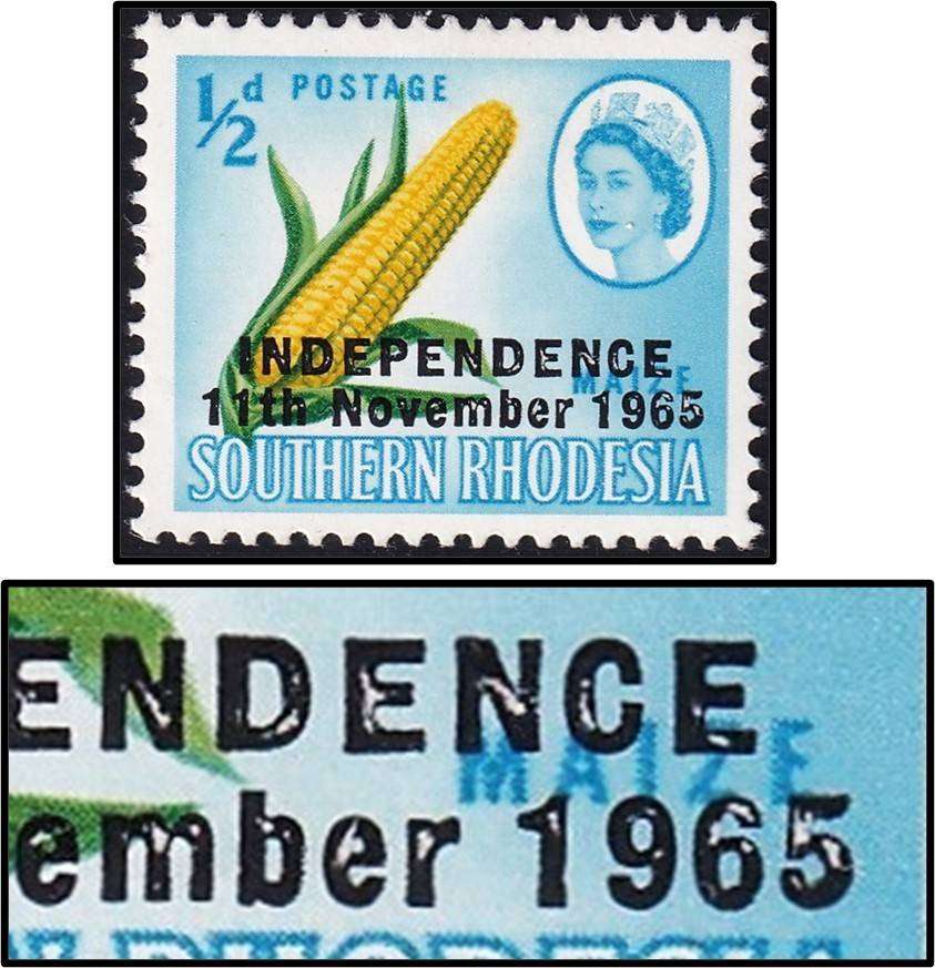 1965 Rhodesia ½d MM(*) Variety - "Black & Albino" Overprint