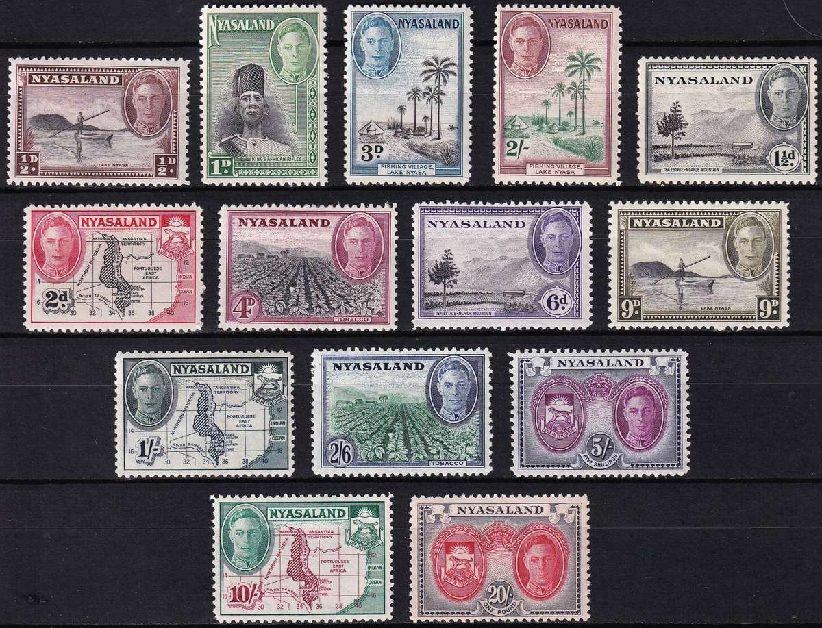 1945 Nyasaland KGVI Full MM(*) Set (SG.144/57) @ CV  R2,250+