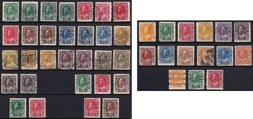 1911-1931 Canada KGV Used Sets, Shades, Coils(Imperf x P8) etc.  @ CV  R5,750+