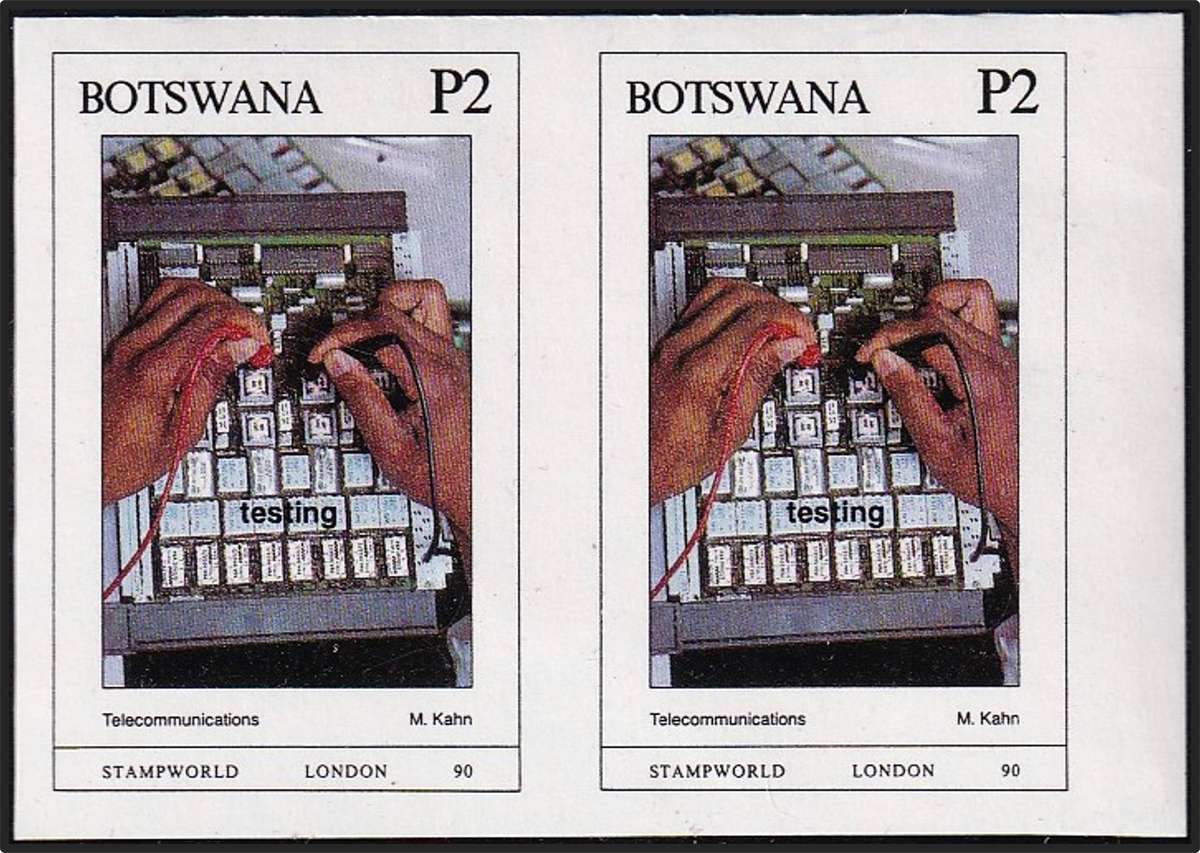 1990 Botswana P.2 Telecommunication UMM(**) IMPERFORATED Pair