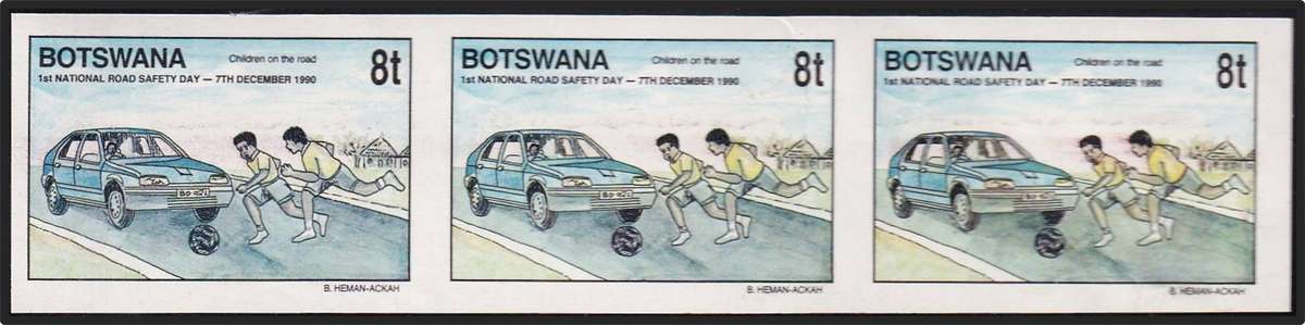 1990 Botswana 8t Road Safety UMM(**) IMPERFORATED Triplet