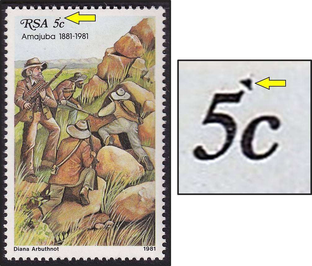 1981 RSA 5c UMM(**) Variety - Black Mark above "5"