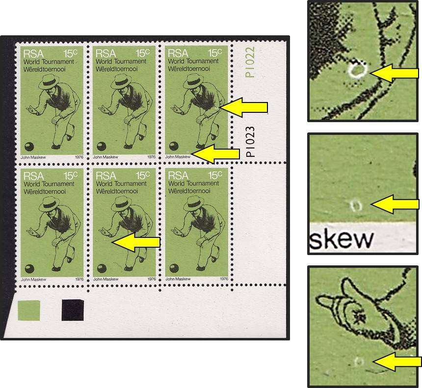 1976 RSA 15c UMM(**) Control Varieties - White Ball on Arm & Ball below Hand