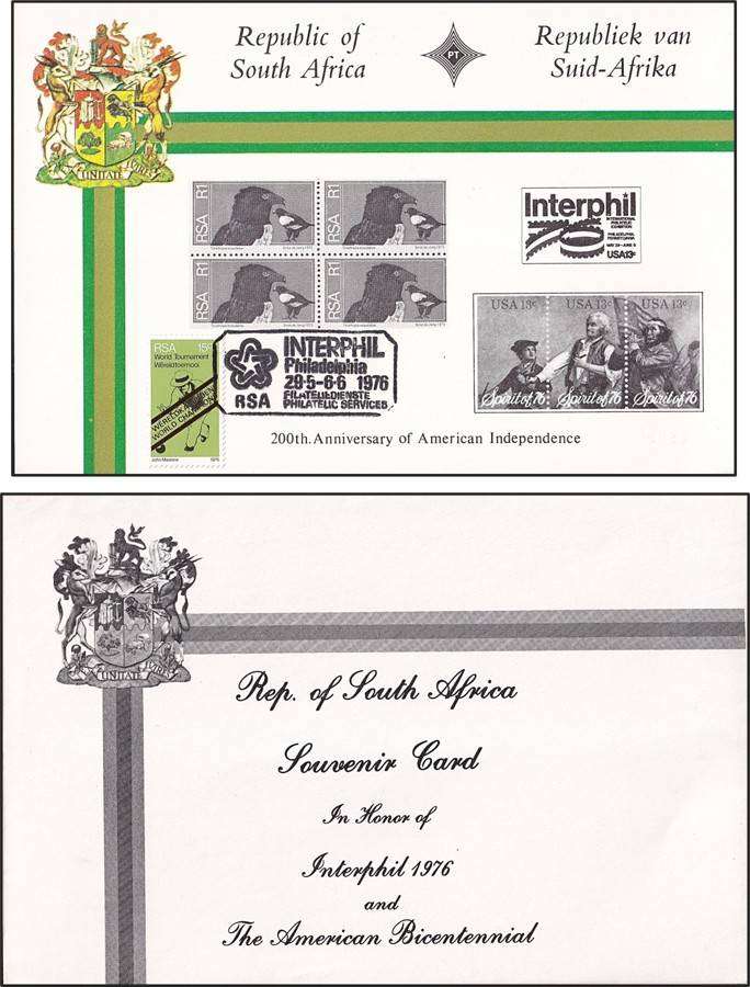 1976 RSA Interphil Souvernir Card & Cover with SA Bowls World Champions 15c