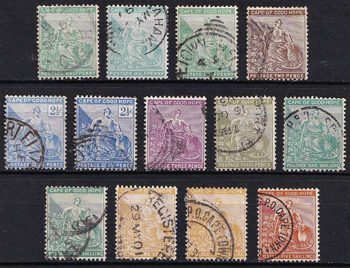 1893 CoGH CC.56/63 Used Set & Listed Shades, Wmk Cabled Anchor