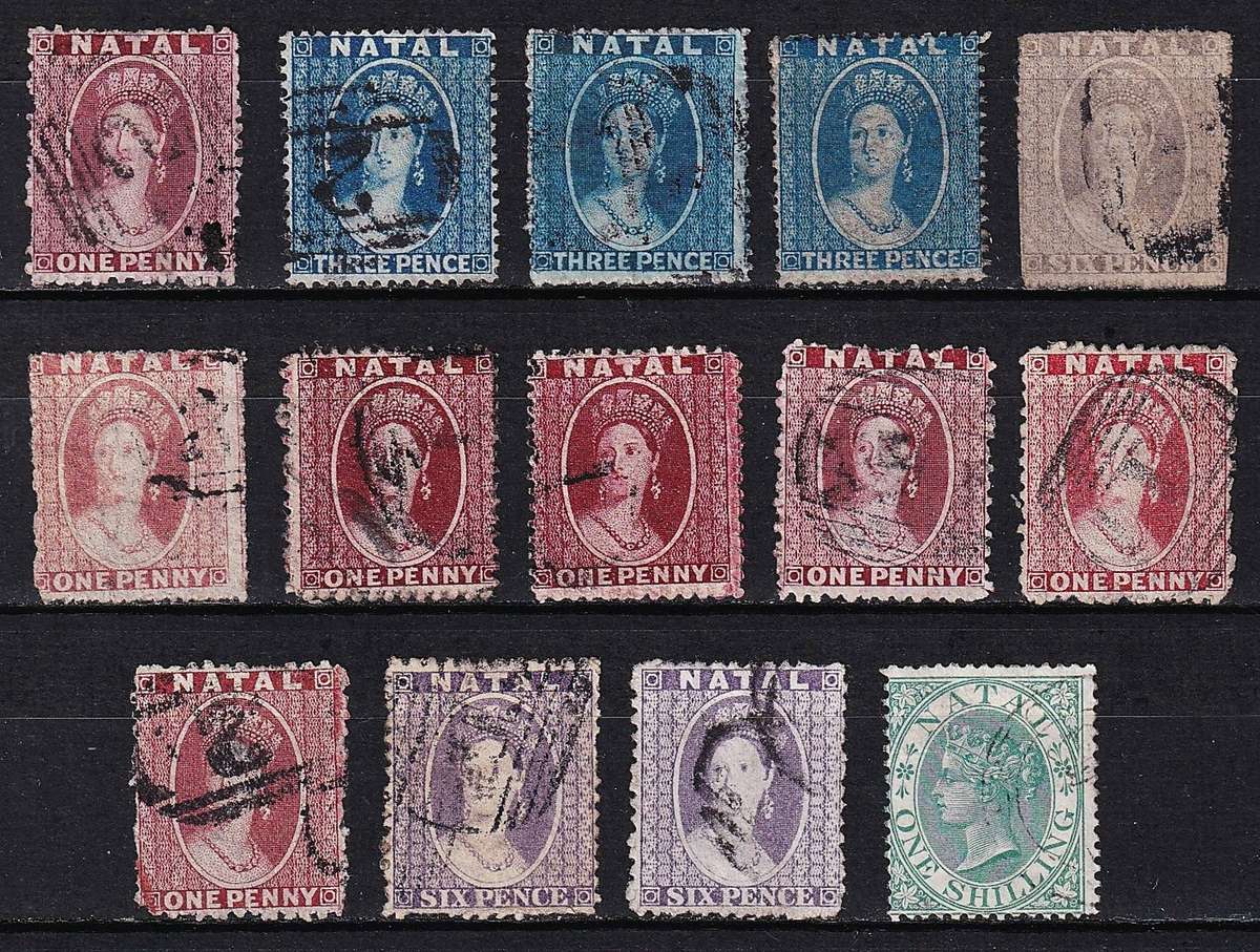 1859/67 Natal Q.Victoria Used CC.8-21 Complete/No Varieties  @ CV  R15,400